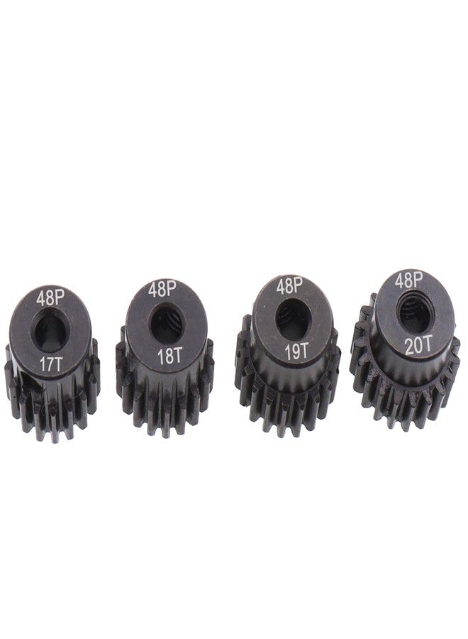 Treehobby 4PCS Metal Steel 48P Pinion Gear Sets 17T 18T 19T 20T fit 3.175mm RC Motor Shaft Gears Compatible with Arrma HPI Kyosho Losi Axial Traxxas Tamiya Associated 1/10 RC Car Monster Truck Buggy - Image 2